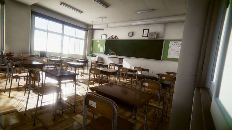 Japanese School Classroom Screenshot {loop_index}