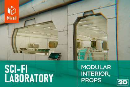 Sci-fi laboratory – modular interior and props Free Download