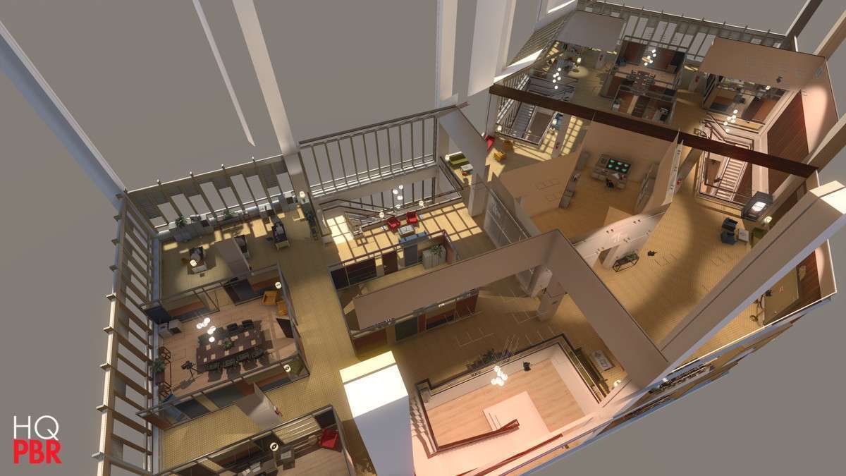 HQ PBR Retro Office Environment Screenshot {loop_index}