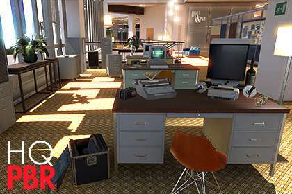 HQ PBR Retro Office Environment Free Download