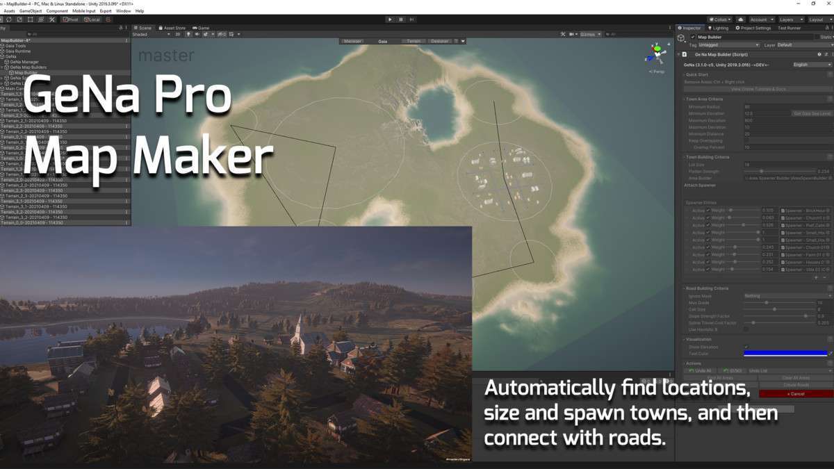 GeNa Pro – Level Designer, Villages, Roads & Rivers for Unity 6 Screenshot {loop_index}