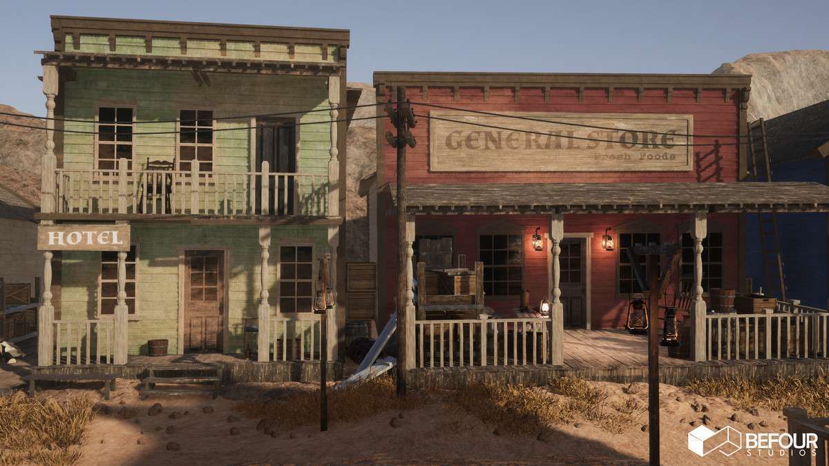 Western Desert Town Environment Screenshot {loop_index}