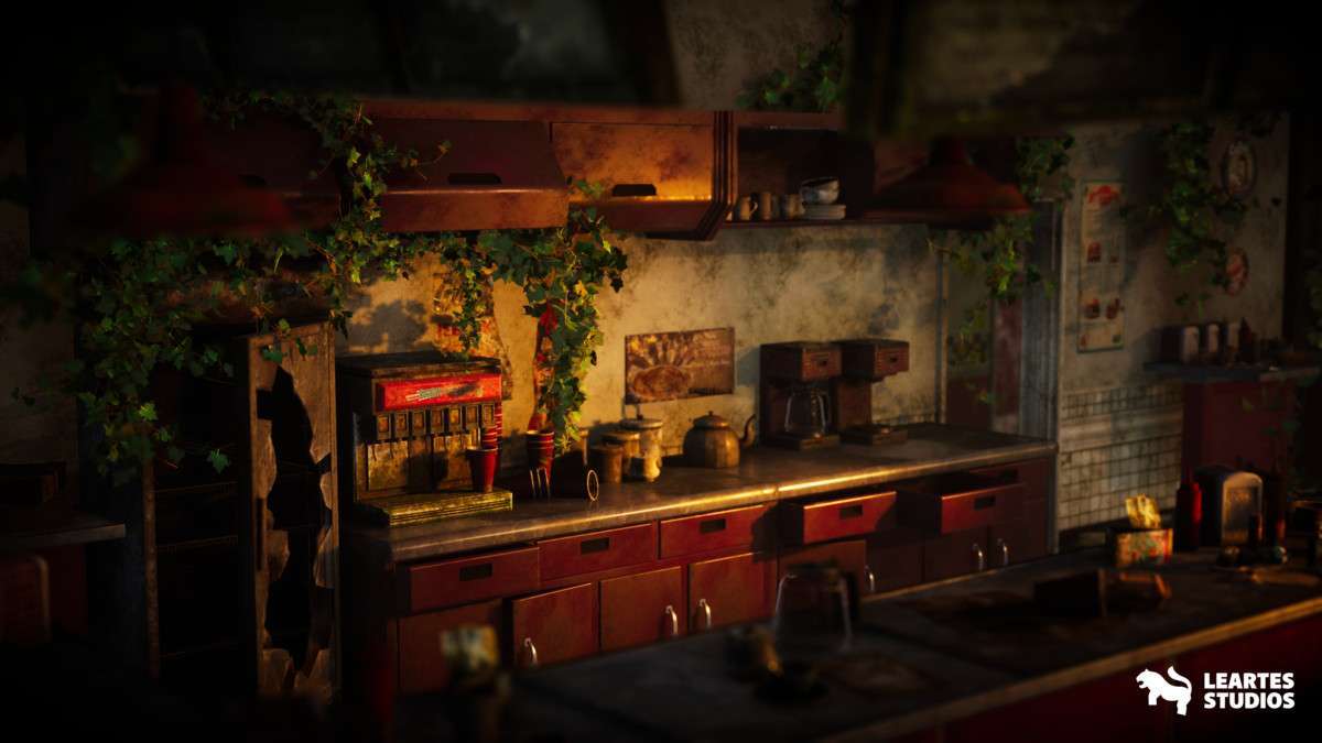 Post-Apo American Diner Environment / Exterior + Interior Screenshot {loop_index}