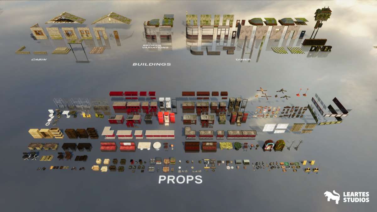 Post-Apo American Diner Environment / Exterior + Interior Screenshot {loop_index}