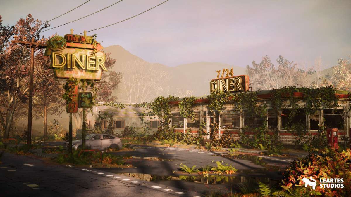 Post-Apo American Diner Environment / Exterior + Interior Screenshot {loop_index}