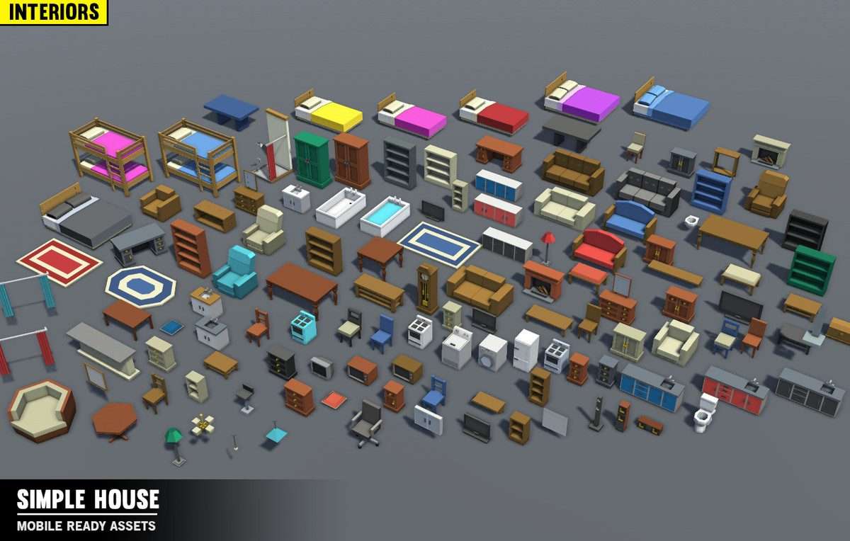 Simple House Interiors – Cartoon assets Screenshot {loop_index}