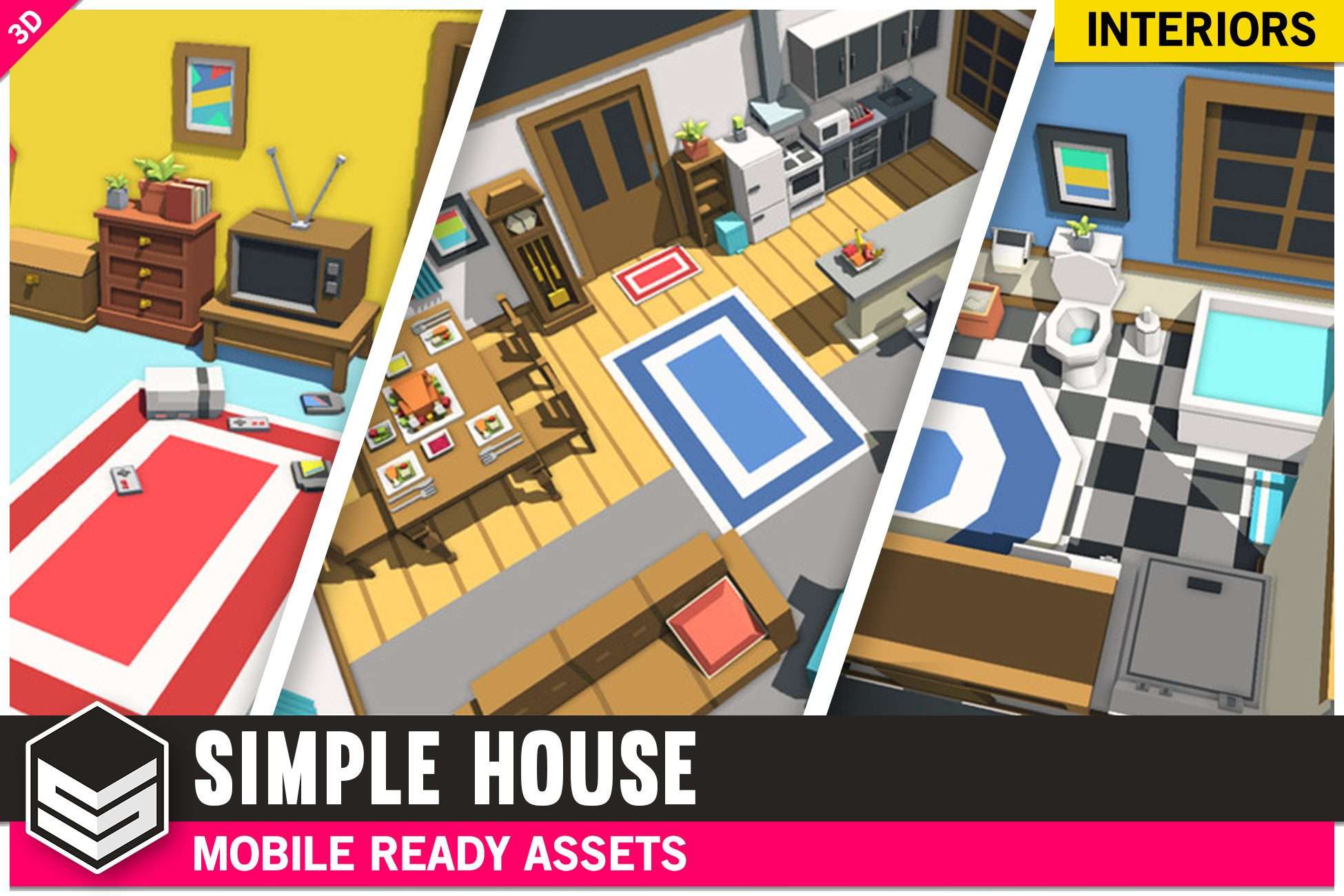 Simple House Interiors – Cartoon assets Free Download